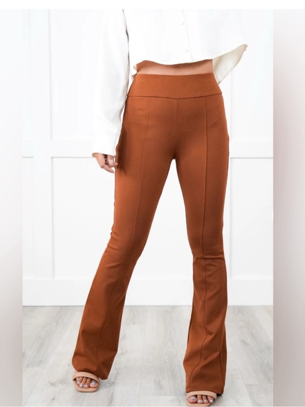 Dear Scarlett’s Magic Pants in Women's High-Waist Flared Pants in Rust Brown